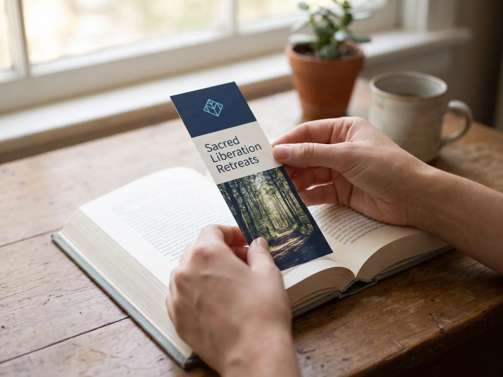 Bookmarks held in hand