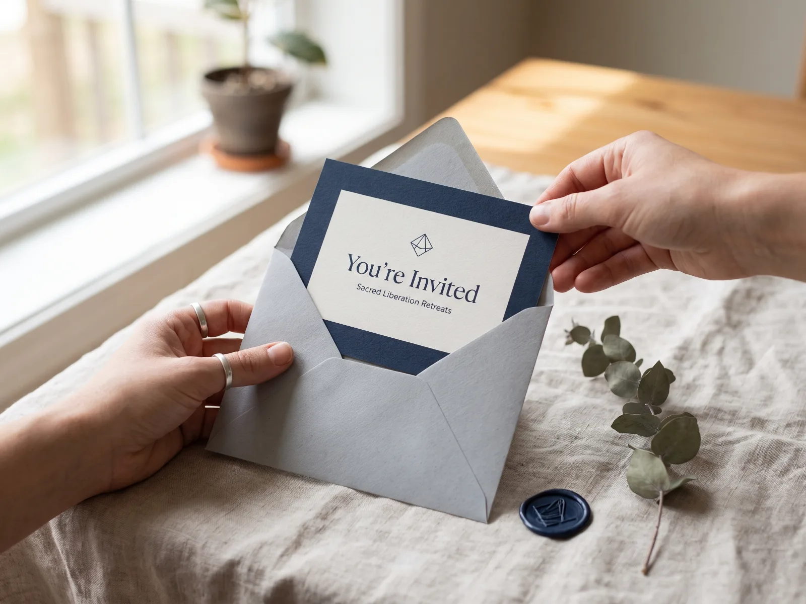 Invitations held in hand